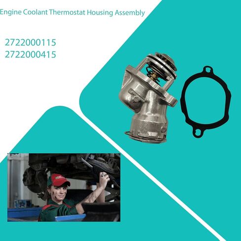 2722000415 ترقية مجموعة ترموستات تبريد المحرك من الألومنيوم مع مستشعر لمرسيدس بنز C230 C280 C300 C350 E350 ML350 GLK350 ML450 SLK280 2722000115 فضي 1 قطعة in Kuwait