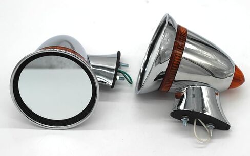 GT Style Chrome Bullet Sport Mirrors with LED – Universal Fit (Set of 2) – 5.5" Long, 4.4" Mirror Diameter in Saudi Arabia