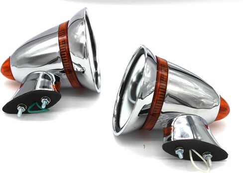 GT Style Chrome Bullet Sport Mirrors with LED – Universal Fit (Set of 2) – 5.5" Long, 4.4" Mirror Diameter in Saudi Arabia