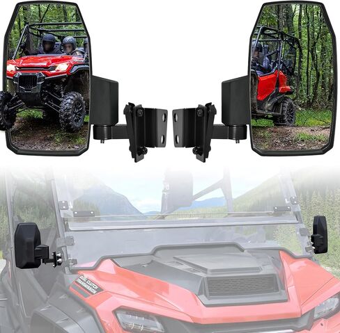 مرايا الرؤية الخلفية الجانبية القابلة للتعديل من SAUTVS متوافقة مع Honda Pioneer 1000-3 1000-5 1000-6 2016-2025، مرآة جانبية خارجية أوسع عالية الوضوح قابلة للطي مع ملحقات دعامة، قطعتان in Saudi Arabia
