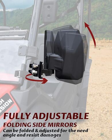مرايا الرؤية الخلفية الجانبية القابلة للتعديل من SAUTVS متوافقة مع Honda Pioneer 1000-3 1000-5 1000-6 2016-2025، مرآة جانبية خارجية أوسع عالية الوضوح قابلة للطي مع ملحقات دعامة، قطعتان in Saudi Arabia