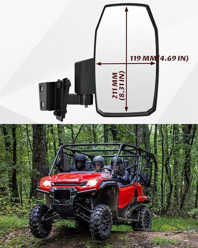 مرايا الرؤية الخلفية الجانبية القابلة للتعديل من SAUTVS متوافقة مع Honda Pioneer 1000-3 1000-5 1000-6 2016-2025، مرآة جانبية خارجية أوسع عالية الوضوح قابلة للطي مع ملحقات دعامة، قطعتان in Saudi Arabia