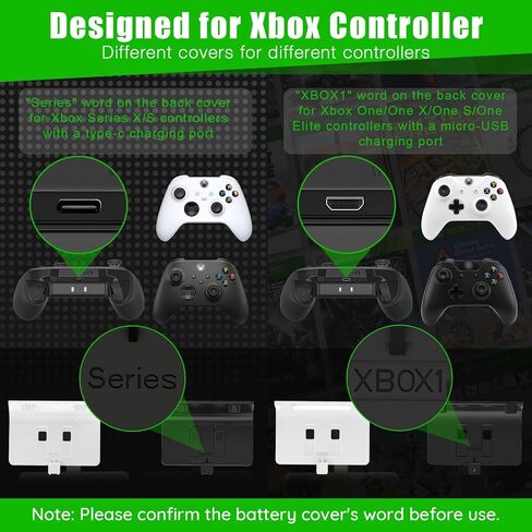 KEKUCULL Dual Dock Charging Station Compatible with Xbox Series X/S, Xbox One/One X/One S Controllers, Efficient Xbox Controller Charger with 2 * 1100mah Rechargeable Controller Battery Packs(Black) in Kuwait