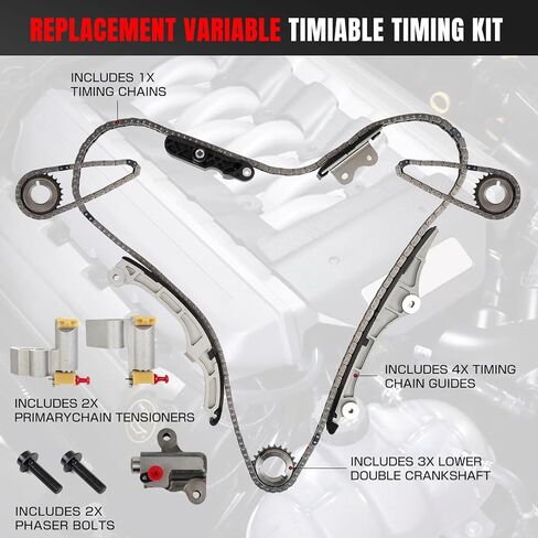Engine Timing Chain Kit With Water Pump Compatible With Ford Mercury Lincoln Mazda 3.5L 3.7L DOHC 2007-2010 Replaces For AT4Z-6306-A 7T4Z-6256-A 7T4Z-6268-CA AT4Z-6268-C 7T4Z-6K254-BA in Saudi Arabia