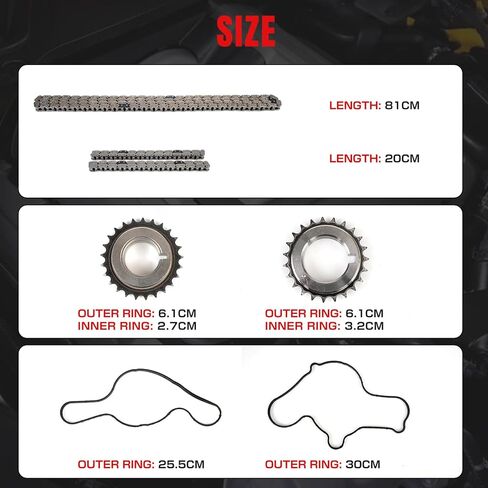 Engine Timing Chain Kit With Water Pump Compatible With Ford Mercury Lincoln Mazda 3.5L 3.7L DOHC 2007-2010 Replaces For AT4Z-6306-A 7T4Z-6256-A 7T4Z-6268-CA AT4Z-6268-C 7T4Z-6K254-BA in Saudi Arabia