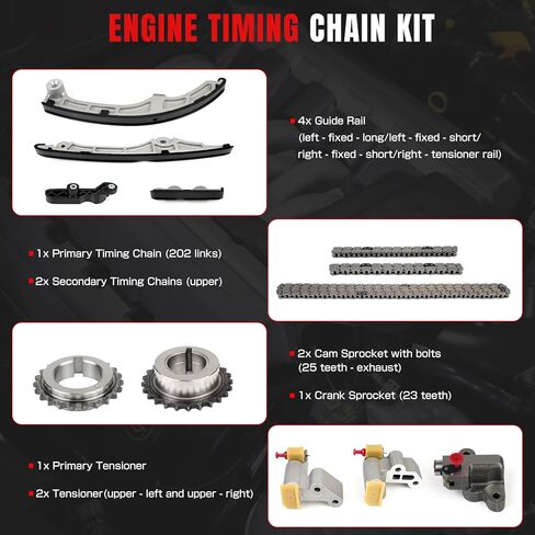 Engine Timing Chain Kit With Water Pump Compatible With Ford Mercury Lincoln Mazda 3.5L 3.7L DOHC 2007-2010 Replaces For AT4Z-6306-A 7T4Z-6256-A 7T4Z-6268-CA AT4Z-6268-C 7T4Z-6K254-BA in Saudi Arabia