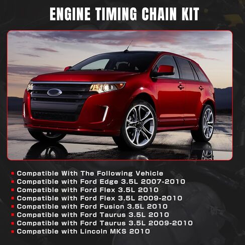 Engine Timing Chain Kit With Water Pump Compatible With Ford Mercury Lincoln Mazda 3.5L 3.7L DOHC 2007-2010 Replaces For AT4Z-6306-A 7T4Z-6256-A 7T4Z-6268-CA AT4Z-6268-C 7T4Z-6K254-BA in Saudi Arabia
