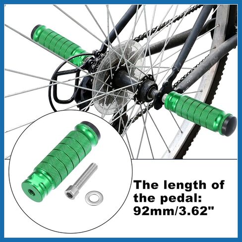 1 Pair Aluminum Alloy Rear Foot Pegs Footrests Universal Green for BMX MTB Bike Bicycle Fit 1/4 Inch Axles Item Replacement in Saudi Arabia