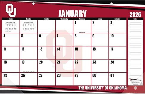 TURNER SPORTS Oklahoma Sooners 2026 17x11 Desk Calendar (26998901014) in Saudi Arabia