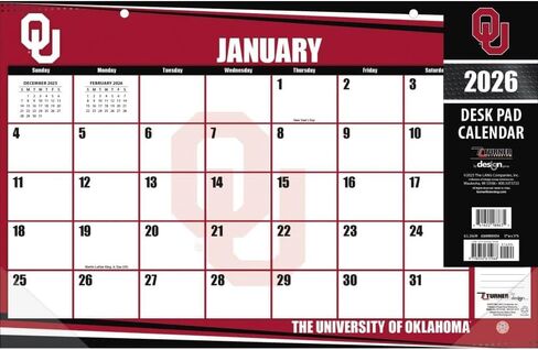 TURNER SPORTS Oklahoma Sooners 2026 17x11 Desk Calendar (26998901014) in Saudi Arabia