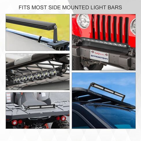 OFFROADTOWN LED Light Bar Side Mounting Brackets Universal Mounts Kit for Straight or Curved LED Light Bar Side-Mounted L-Shape for 6 inch up to 54 inch (Pack of 2) in Saudi Arabia