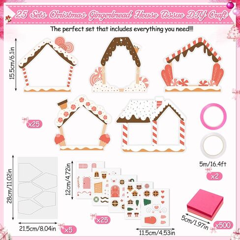 AmazingSpark 25 Sets Christmas Craft Kits Christmas Tree Ornaments Hanging DIY Gingerbread House Suncatcher Crafts Kits Paper Tissue Craft Kit Xmas Tree Decorations(Cute Gingerbread) in Saudi Arabia