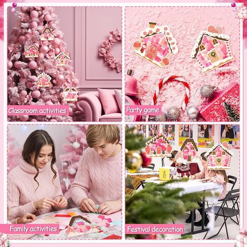 AmazingSpark 25 Sets Christmas Craft Kits Christmas Tree Ornaments Hanging DIY Gingerbread House Suncatcher Crafts Kits Paper Tissue Craft Kit Xmas Tree Decorations(Cute Gingerbread) in Saudi Arabia