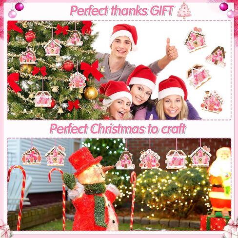 AmazingSpark 25 Sets Christmas Craft Kits Christmas Tree Ornaments Hanging DIY Gingerbread House Suncatcher Crafts Kits Paper Tissue Craft Kit Xmas Tree Decorations(Cute Gingerbread) in Saudi Arabia