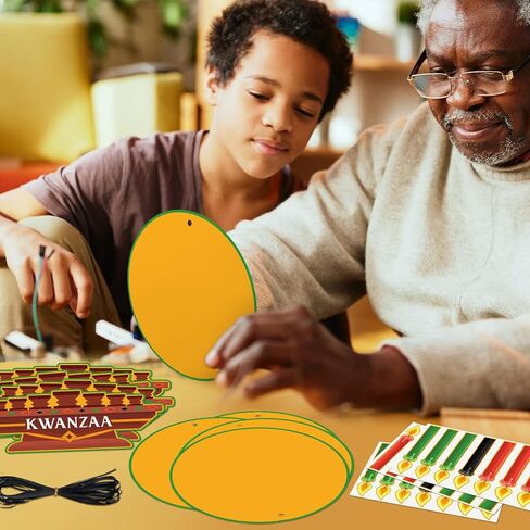 24 مجموعة من Kwanzaa Craft اصنع الشموع الخاصة بك مع شريط DIY ملصقات كينارا لتزيين التراث الأفريقي لحفلات العطلات، علامة فنية لمستلزمات ديكور الأنشطة المكتبية in Saudi Arabia