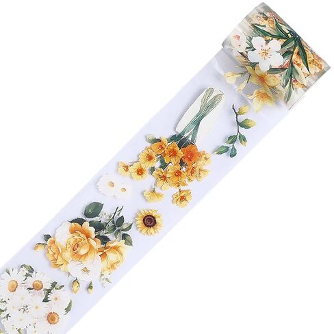 CRASPIRE 2.19Ydsx2.36In PET Tape Pink Cherry Blossom Clear Flower Floral Journal Scrapbooking Decorative Stickers Original Vintage DIY Handbook Crafts Collage Gift Wrap for Diary Art Planner Supplies in Saudi Arabia