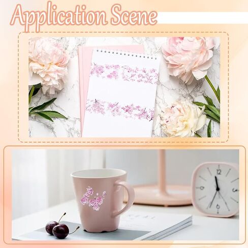 CRASPIRE 2.19Ydsx2.36In PET Tape Pink Cherry Blossom Clear Flower Floral Journal Scrapbooking Decorative Stickers Original Vintage DIY Handbook Crafts Collage Gift Wrap for Diary Art Planner Supplies in Saudi Arabia