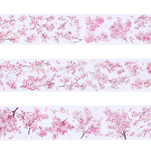 CRASPIRE 2.19Ydsx2.36In PET Tape Pink Cherry Blossom Clear Flower Floral Journal Scrapbooking Decorative Stickers Original Vintage DIY Handbook Crafts Collage Gift Wrap for Diary Art Planner Supplies in Saudi Arabia