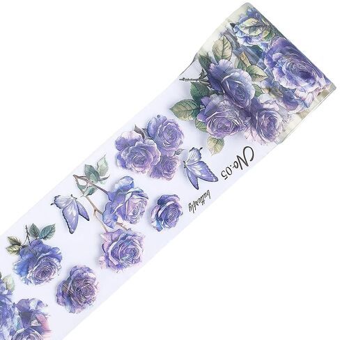 CRASPIRE 2.19Ydsx2.36In PET Tape Pink Cherry Blossom Clear Flower Floral Journal Scrapbooking Decorative Stickers Original Vintage DIY Handbook Crafts Collage Gift Wrap for Diary Art Planner Supplies in Saudi Arabia