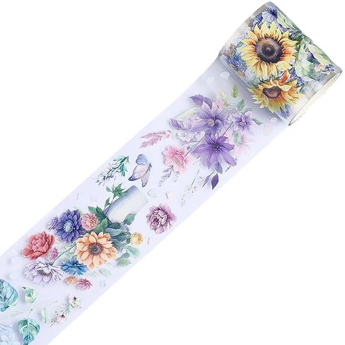 CRASPIRE 2.19Ydsx2.36In PET Tape Pink Cherry Blossom Clear Flower Floral Journal Scrapbooking Decorative Stickers Original Vintage DIY Handbook Crafts Collage Gift Wrap for Diary Art Planner Supplies in Saudi Arabia