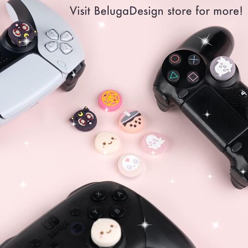 BelugaDesign Boba Dumpling Thumb Grips | Cute Food Pork Bun Face Bubble Tea | Kawaii Japanese Button Joystick Cap Cover | Compatible with Nintendo Switch Standard Lite OLED in Kuwait