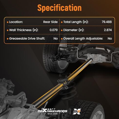 مجموعة عمود الدفع الخلفي 79.488 بوصة من maXpeedingrods لسيارة Toyota Tacoma 2005-2015 4.0L RWD Crew Cab Pickup أو استبدال بيك اب ممتد # 37100-04352 37100-04351 936-726 in Saudi Arabia