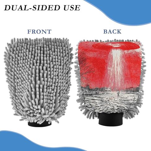 AIXIWAWA Vintage UFO Poster Print Car Wash Mitt Washing Glove Scratch Free Water Absorbent 2 Pack Large in Saudi Arabia