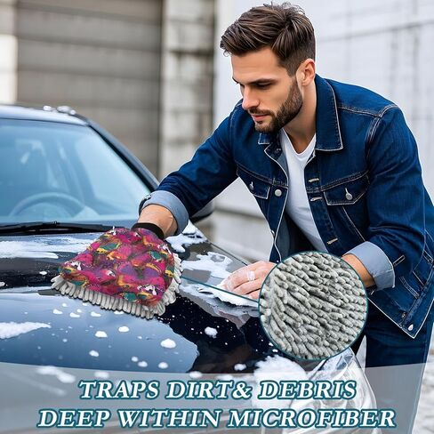 AIXIWAWA Vivid Butterfly Print Car Wash Mitt Washing Glove Scratch Free Water Absorbent 2 Pack Large in Saudi Arabia