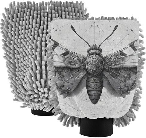 AIXIWAWA Vintage Butterfly Print Car Wash Mitt Washing Glove Scratch Free Water Absorbent 2 Pack Medium in Saudi Arabia