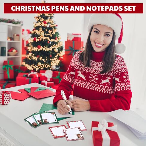 Tenceur 24 Pcs Christmas Highland Cow Sticky Notes and Pen Set Cute Cartoon Notepad with Ballpoint Pens Xmas Highland Cow Themed Gifts Party Favors for Home Office Supplies in Kuwait