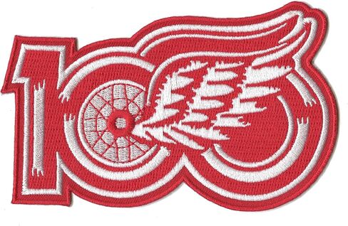 Detroit Hockey 100th Anniversary Commemorative Jersey Patch, Red and White, Embroidered Sew-On, Licensed Collectible in Saudi Arabia