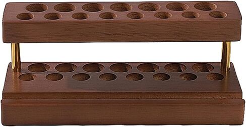 Pencil & Pen organizer for Desk,Wooden pen holder with Phone Stand for Office & Home,Solid Walnut Pencil Display Stand (Double-row - Walnut) in Saudi Arabia