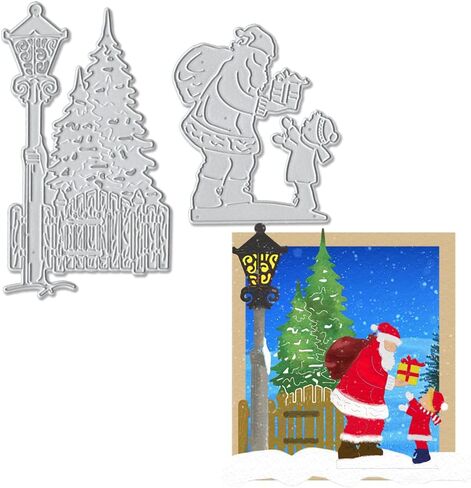 Santa Metal Cutting Dies, Christmas Tree Lantern Metal Die Cuts for Card Making Dies Templates Embossing Mould DIY Stencils Scrapbooking Craft Album Paper Card Decor in Saudi Arabia