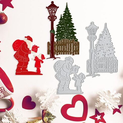 Santa Metal Cutting Dies, Christmas Tree Lantern Metal Die Cuts for Card Making Dies Templates Embossing Mould DIY Stencils Scrapbooking Craft Album Paper Card Decor in Saudi Arabia