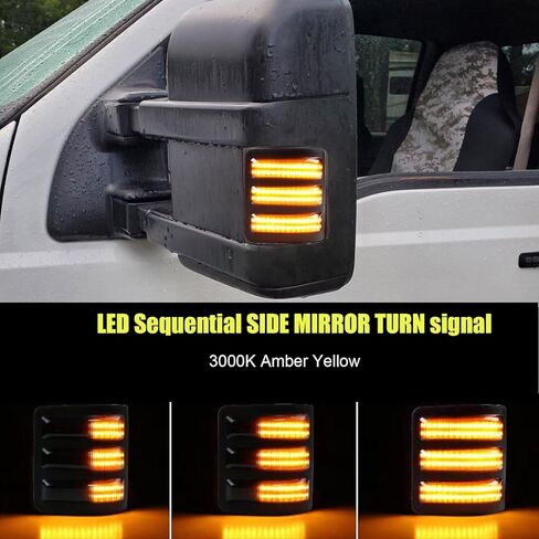Sequential Side Mirror Marker Turn Signal Light Running Lamp DRL Replacement for For’d F250 F350 F450 F550 Super Duty Dual-Function Dynamic Turn Signals & Running Lamp in Saudi Arabia