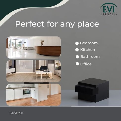 EVI Herrajes | Square Door Stop | 0,98 x 0,98 x 0,78 inch | Solid Brass, Rustic Finish - Black Rubber | Adhesive Mount | I-791/25RU in Kuwait