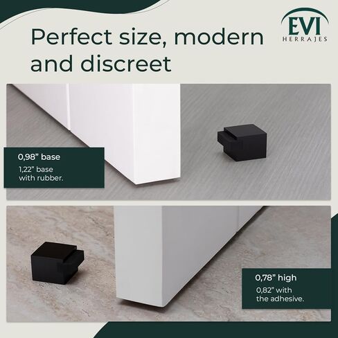 EVI Herrajes | Square Door Stop | 0,98 x 0,98 x 0,78 inch | Solid Brass, Rustic Finish - Black Rubber | Adhesive Mount | I-791/25RU in Kuwait