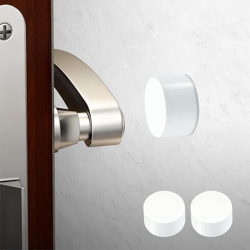 Door Stoppers – Versatile Wall & Cabinet Door Bumpers, No Drill Adhesive or Screw Mount, Premium Rubber, Dual Color Options, Sleek Design for Home and Office (2 Piece in White) in Saudi Arabia