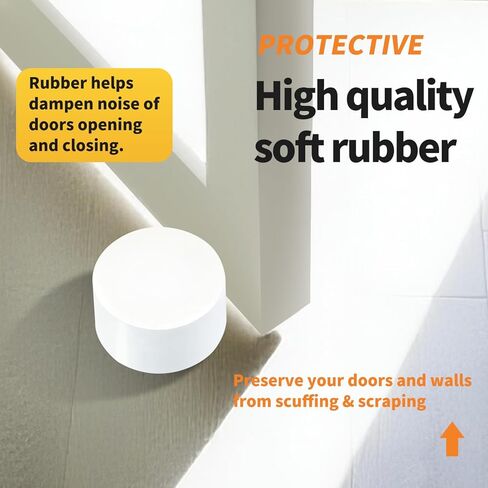 Door Stoppers – Versatile Wall & Cabinet Door Bumpers, No Drill Adhesive or Screw Mount, Premium Rubber, Dual Color Options, Sleek Design for Home and Office (2 Piece in White) in Saudi Arabia