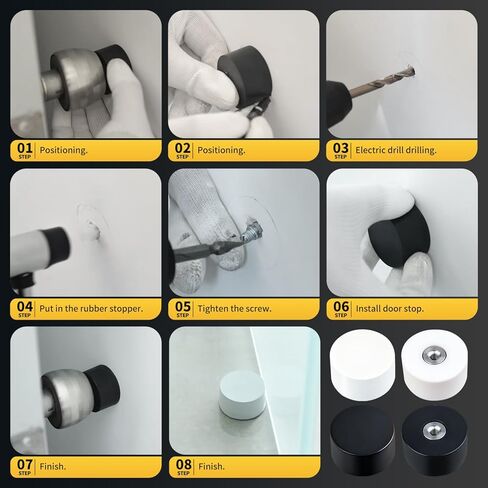 Door Stoppers – Versatile Wall & Cabinet Door Bumpers, No Drill Adhesive or Screw Mount, Premium Rubber, Dual Color Options, Sleek Design for Home and Office (2 Piece in White) in Saudi Arabia