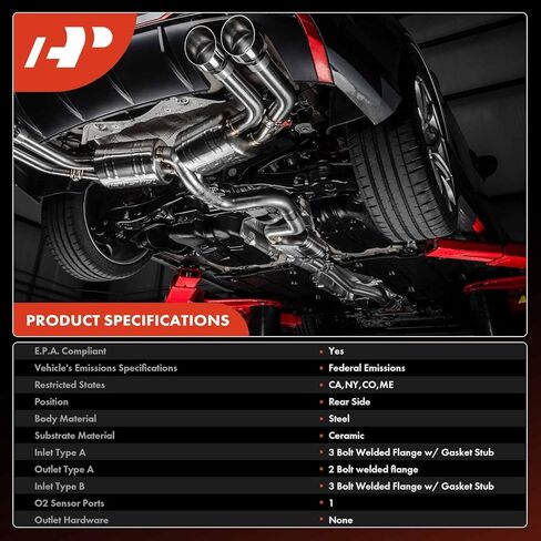 طقم المحول الحفاز الخلفي A-Premium متوافق بشكل مباشر مع Nissan 2005-2006 Altima، 2004-2006 Maxima، 2004-2009 Quest، 3.5L، متوافق مع EPA in Saudi Arabia