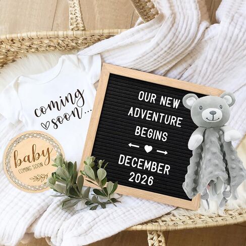 أفكار إعلان الطفل القادم قريبًا، مفاجأة الحمل تكشف للأجداد والأجداد والأب - هدايا الكشف عن جنس المولود الجديد - لوحة أحرف من اللباد، لافتة خشبية، قطعة واحدة للأطفال، بطانية أمان in Kuwait
