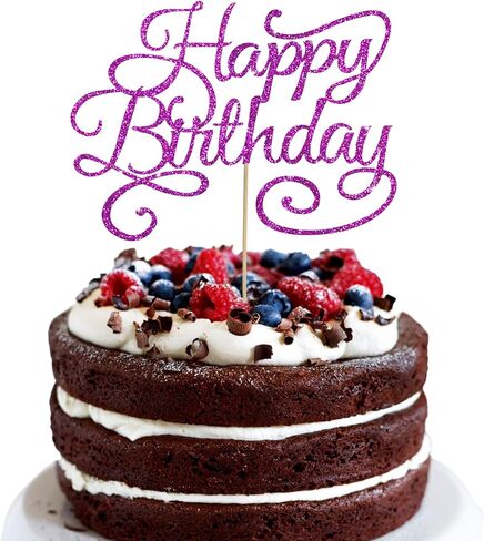 BEISHIDA Happy Birthday Cake Topper - Hot Pink Glitter, Perfect for Girl's Women's Birthday Parties, Reusable Keepsake in Saudi Arabia