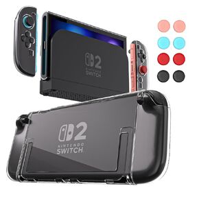 Switch Clear Case, Dockable Protective Hard Cover Case for Nintendo Switch and Soft TPU Grip Case for Joy-Con with Tempered Glass Screen Protector and Thumb Stick Caps in Saudi Arabia