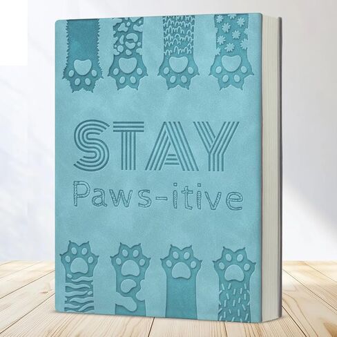Funny Stay Pawsitive Notebook Gift for Cat Lovers Inspirational Journal Positive Encouragement Gift-Blue in Saudi Arabia