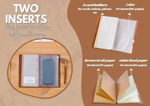 هدايا InnoBeta Golden Retriever للنساء، مجلة Golden Retriever وقلم دفتر ملاحظات قابل لإعادة الملء من الجلد النباتي، دفتر رسم، مذكرات سفر، 7.8 × 5 بوصات in Kuwait