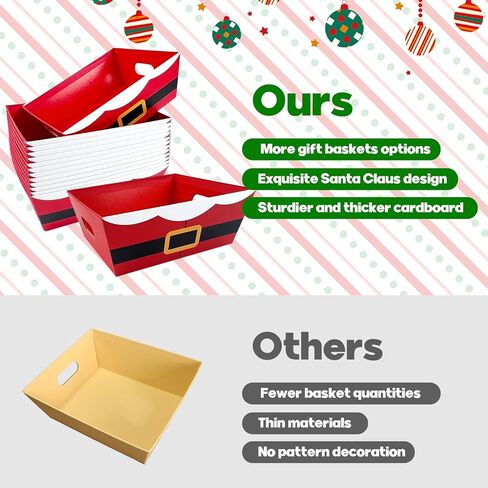 42 Pcs 14 Pack Christmas Baskets for Gifts Empty 8.5" x 10" with Xmas Pull Bows Clear Present Bags, Red Santa Claus Belt Empty Gift Baskets Kit To Fill for Winter Christmas Holiday Party Favors in Saudi Arabia
