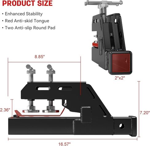 2025 Upgraded Black Clamp on Tractor Bucket Hitch Receiver, 2" Receiver Adapter with Non-Slip Twin Round Pads, Clamp-on Trailer Hitch for Tractor Buckets, Heavy-Duty Bucket Trailer Attachment in Saudi Arabia