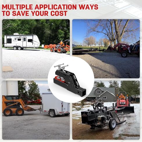 2025 Upgraded Black Clamp on Tractor Bucket Hitch Receiver, 2" Receiver Adapter with Non-Slip Twin Round Pads, Clamp-on Trailer Hitch for Tractor Buckets, Heavy-Duty Bucket Trailer Attachment in Saudi Arabia