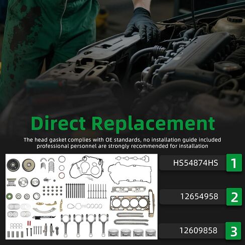 2.4L Engine Rebuild Overhaul Kit w/Timing Chain VVT & Rods Compatible with Chevrolet for Buick for GMC for Saturn for Pontiac, OE# 12654958 12609858 HS54874HS in Saudi Arabia